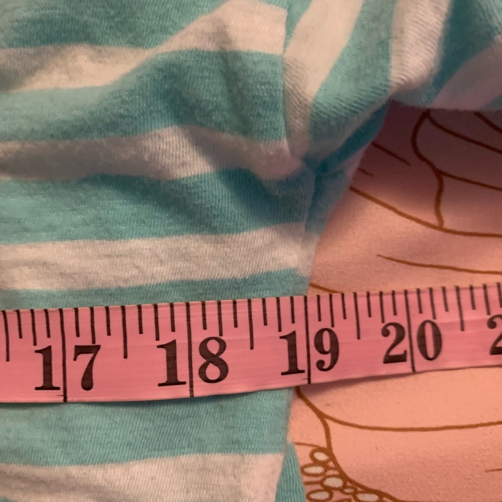 D O N A T E D J. Crew Aqua and White Striped Short Sleeve Tee size medium euc - Picture 4 of 6
